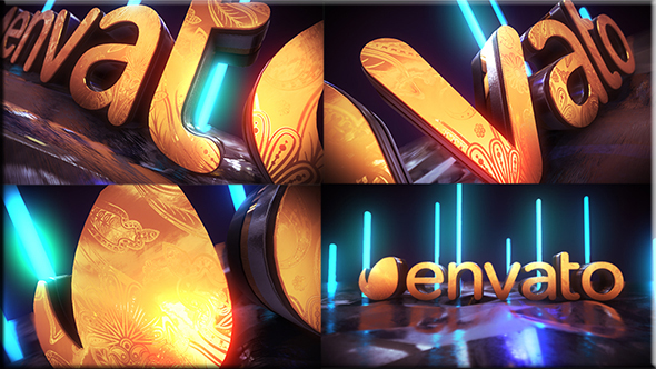 Golden Neon Logo Intro - Download Videohive 21255299