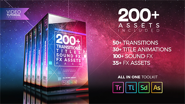 200+ Pack: Transitions, Titles, Sound FX - Download Videohive 21474240