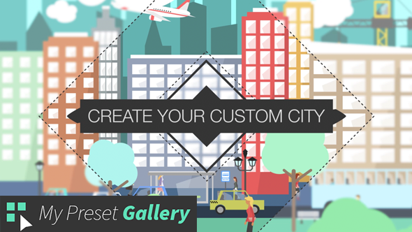 Flat City Vector City with Buildings, Pedestrians, Cars, Planes... in Flat Design - Download Videohive 16075205