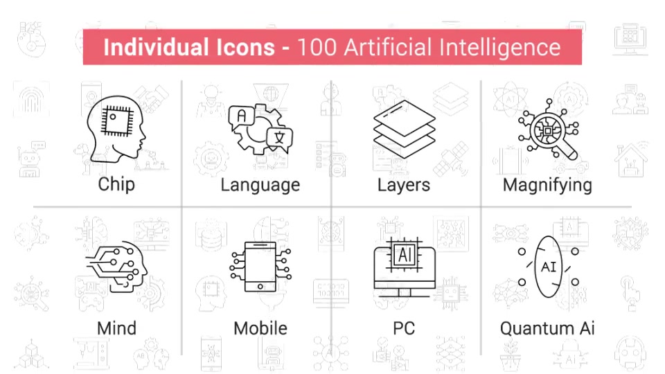 100 Artificial Intelligence Line Icons Videohive 38559452 After Effects Image 10