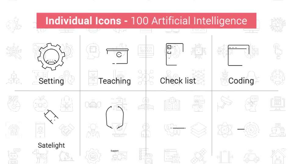 100 Artificial Intelligence Line Icons Videohive 38559452 After Effects Image 11