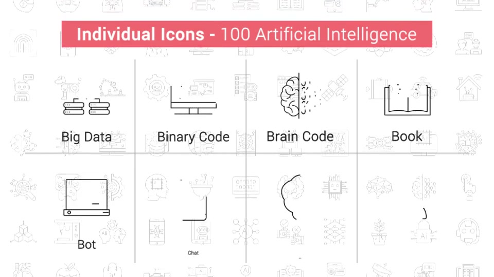 100 Artificial Intelligence Line Icons Videohive 38559452 After Effects Image 6