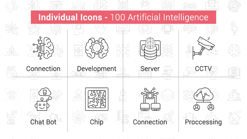 100 Artificial Intelligence Line Icons Videohive 38559452 After Effects Image 7