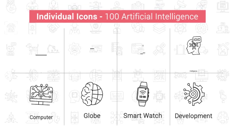 100 Artificial Intelligence Line Icons Videohive 38559452 After Effects Image 8
