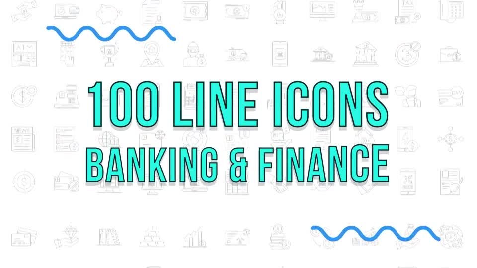100 Banking & Finance Line Icons Videohive 38628965 After Effects Image 1