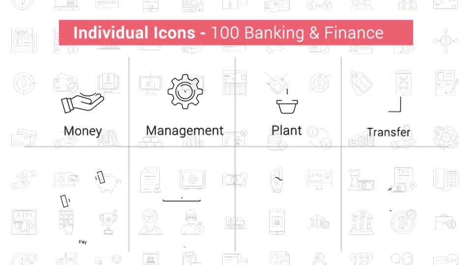 100 Banking & Finance Line Icons Videohive 38628965 After Effects Image 6