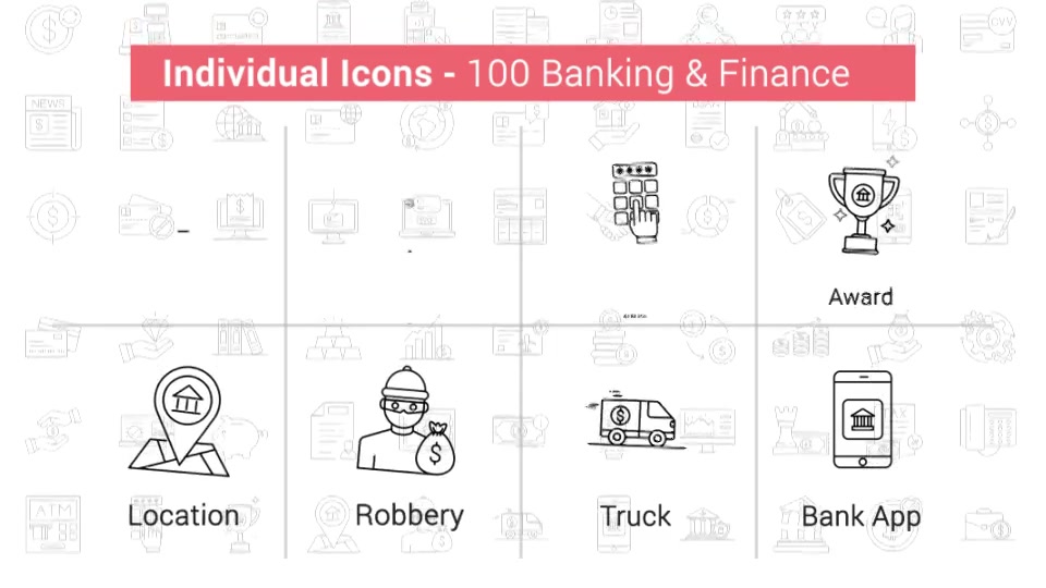 100 Banking & Finance Line Icons Videohive 38628965 After Effects Image 8