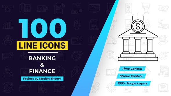 100 Banking & Finance Line Icons - Download Videohive 38628965