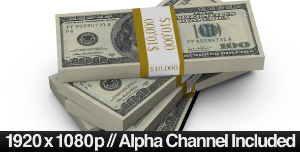 $100 Bills Fall into a Stack + ALPHA Channel - 478679 Download Videohive