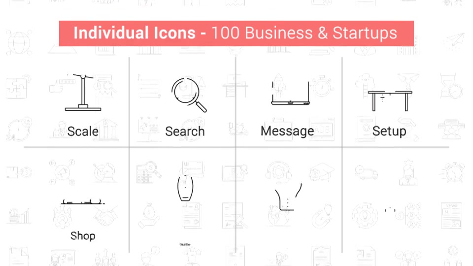 100 Business & Startup Line Icons Videohive 38660689 After Effects Image 11