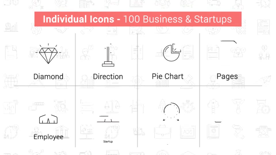 100 Business & Startup Line Icons Videohive 38660689 After Effects Image 6