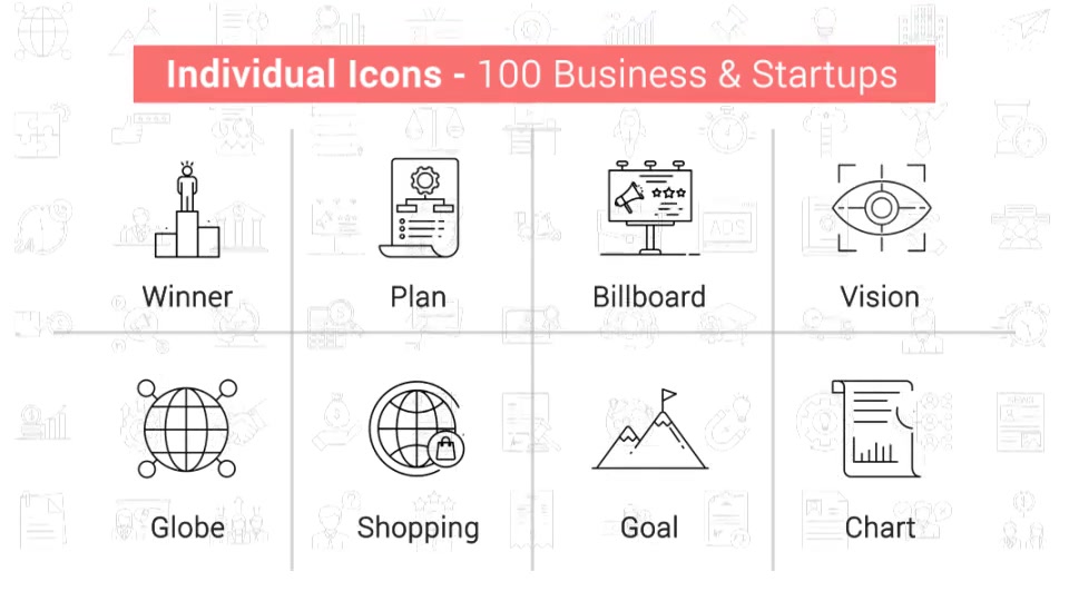 100 Business & Startup Line Icons Videohive 38660689 After Effects Image 7