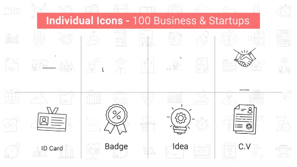 100 Business & Startup Line Icons Videohive 38660689 After Effects Image 8