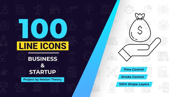 100 Business & Startup Line Icons - Videohive 38660689 Download