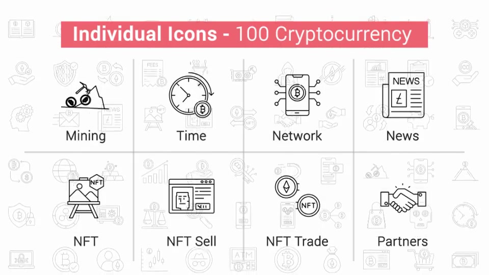 100 Crypto Currency Line Icons Videohive 38776469 After Effects Image 10