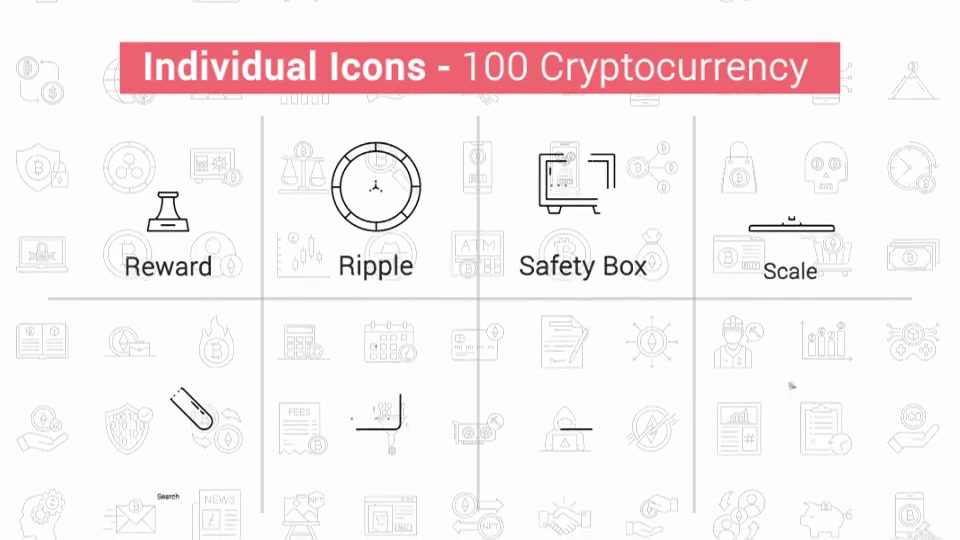 100 Crypto Currency Line Icons Videohive 38776469 After Effects Image 11