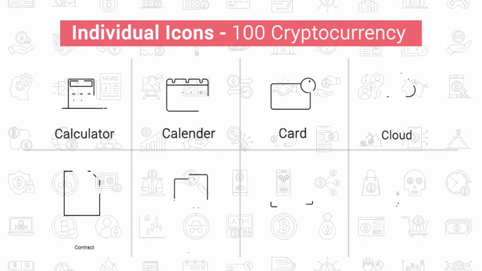 100 Crypto Currency Line Icons Videohive 38776469 After Effects Image 6