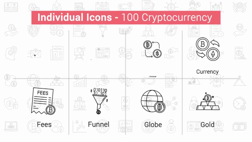 100 Crypto Currency Line Icons Videohive 38776469 After Effects Image 8