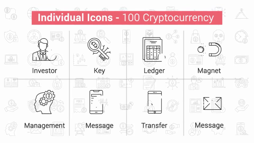 100 Crypto Currency Line Icons Videohive 38776469 After Effects Image 9