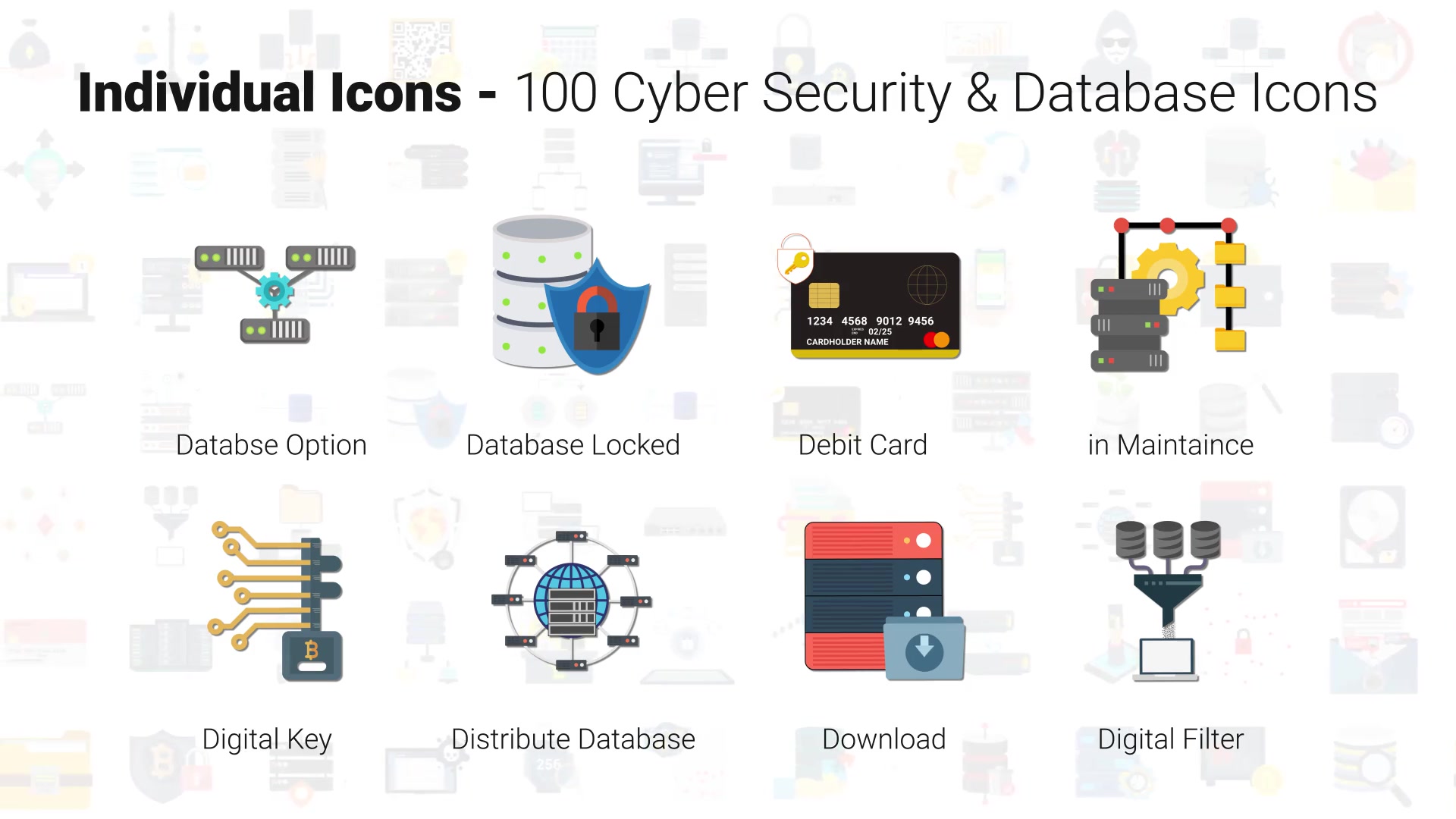 100 Cyber Security & Database Icons Videohive 29767048 After Effects Image 10