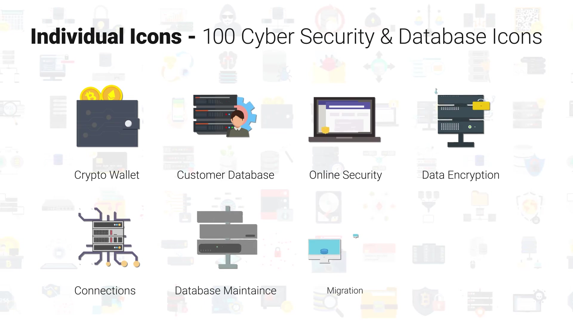 100 Cyber Security & Database Icons Videohive 29767048 After Effects Image 8