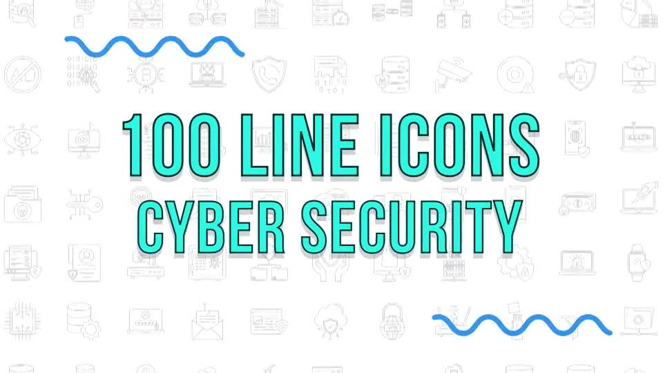 100 Cyber Security & Database Line Icons Videohive 38906556 After Effects Image 1