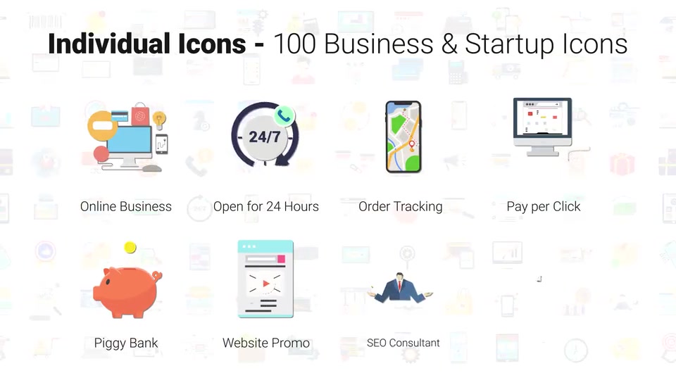 100 Digital Marketing & E Commerce Icons Videohive 28780374 After Effects Image 11