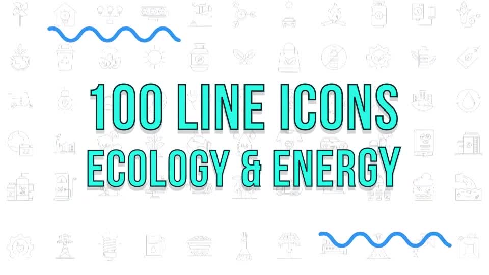 100 Ecology & Energy Line Icons Videohive 38906586 After Effects Image 1