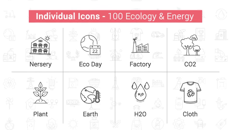 100 Ecology & Energy Line Icons Videohive 38906586 After Effects Image 10