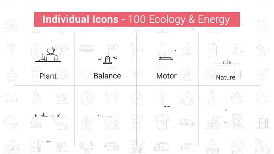 100 Ecology & Energy Line Icons Videohive 38906586 After Effects Image 11