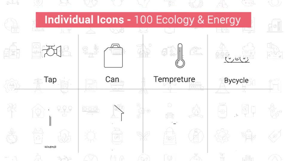 100 Ecology & Energy Line Icons Videohive 38906586 After Effects Image 6