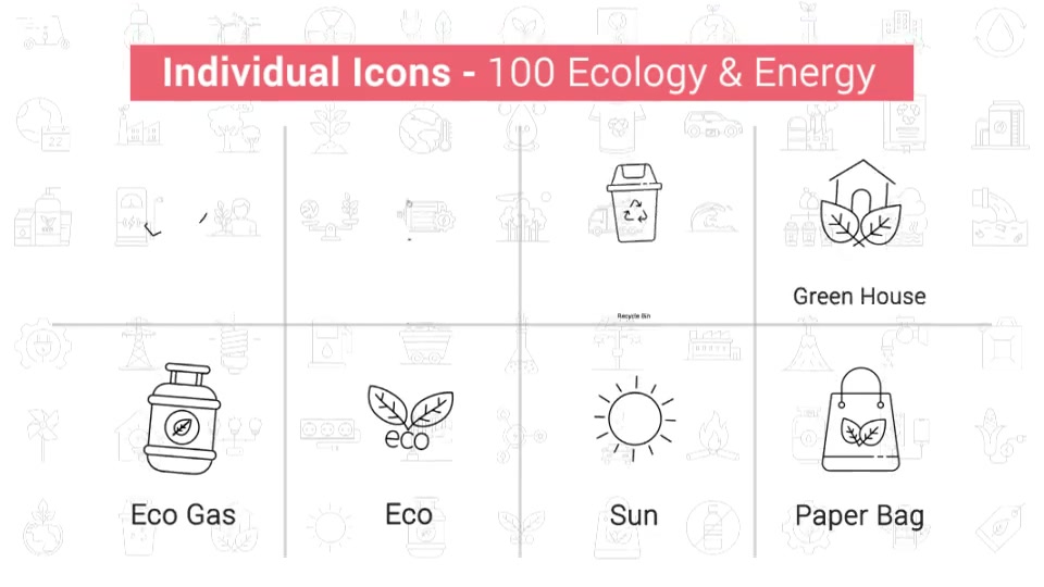 100 Ecology & Energy Line Icons Videohive 38906586 After Effects Image 8