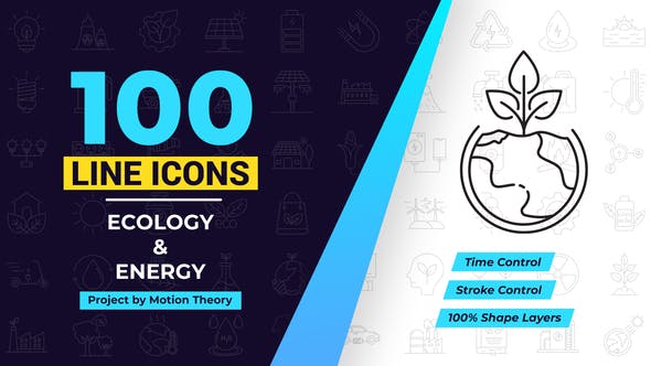 100 Ecology & Energy Line Icons - Videohive Download 38906586