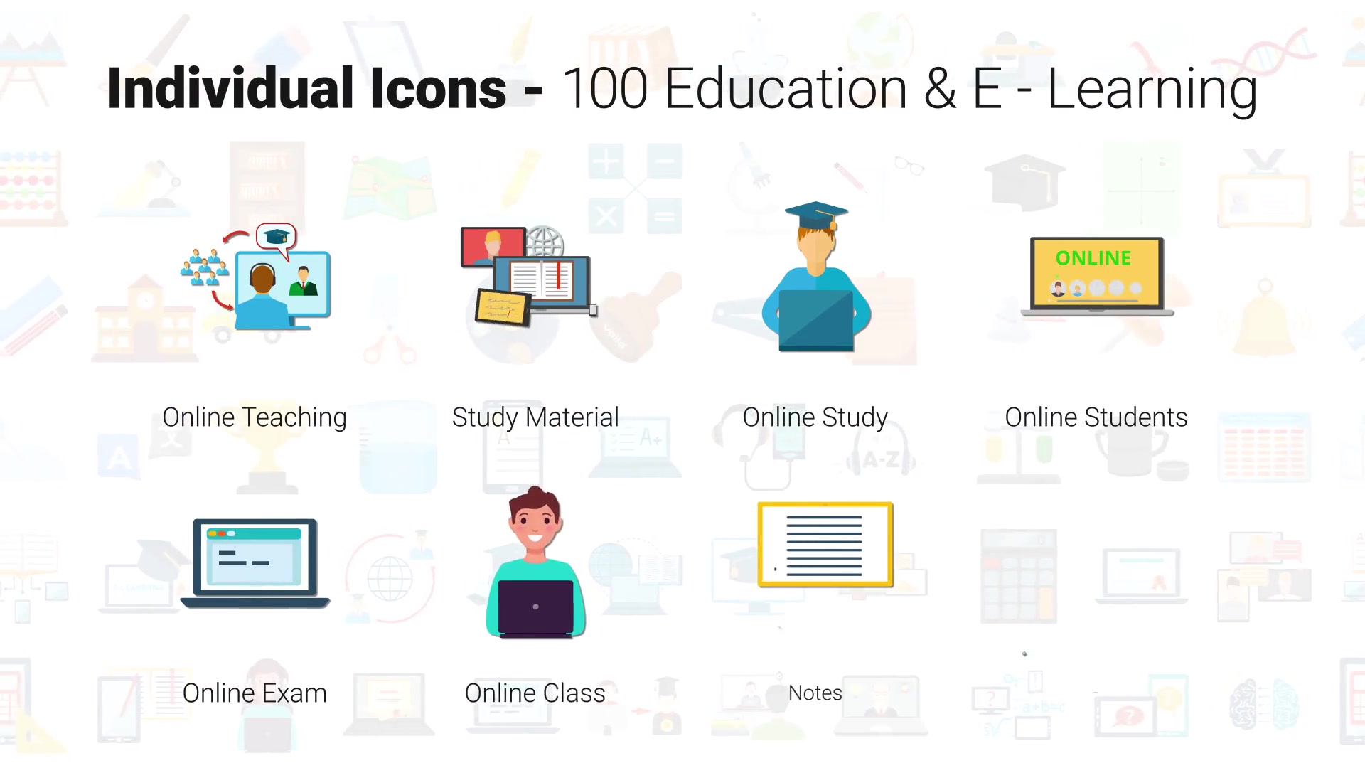 100 Education & E Learning Icons Videohive 33159957 After Effects Image 5