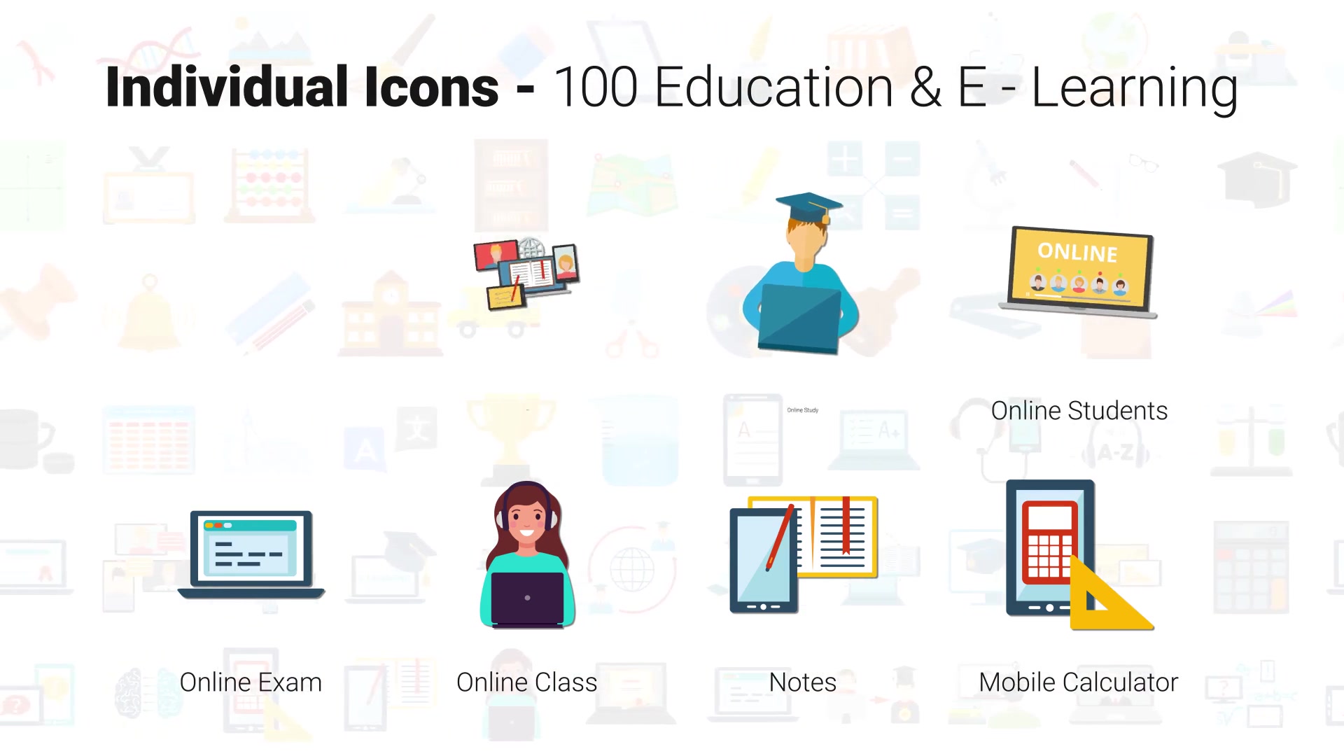 100 Education & E Learning Icons Videohive 33159957 After Effects Image 6
