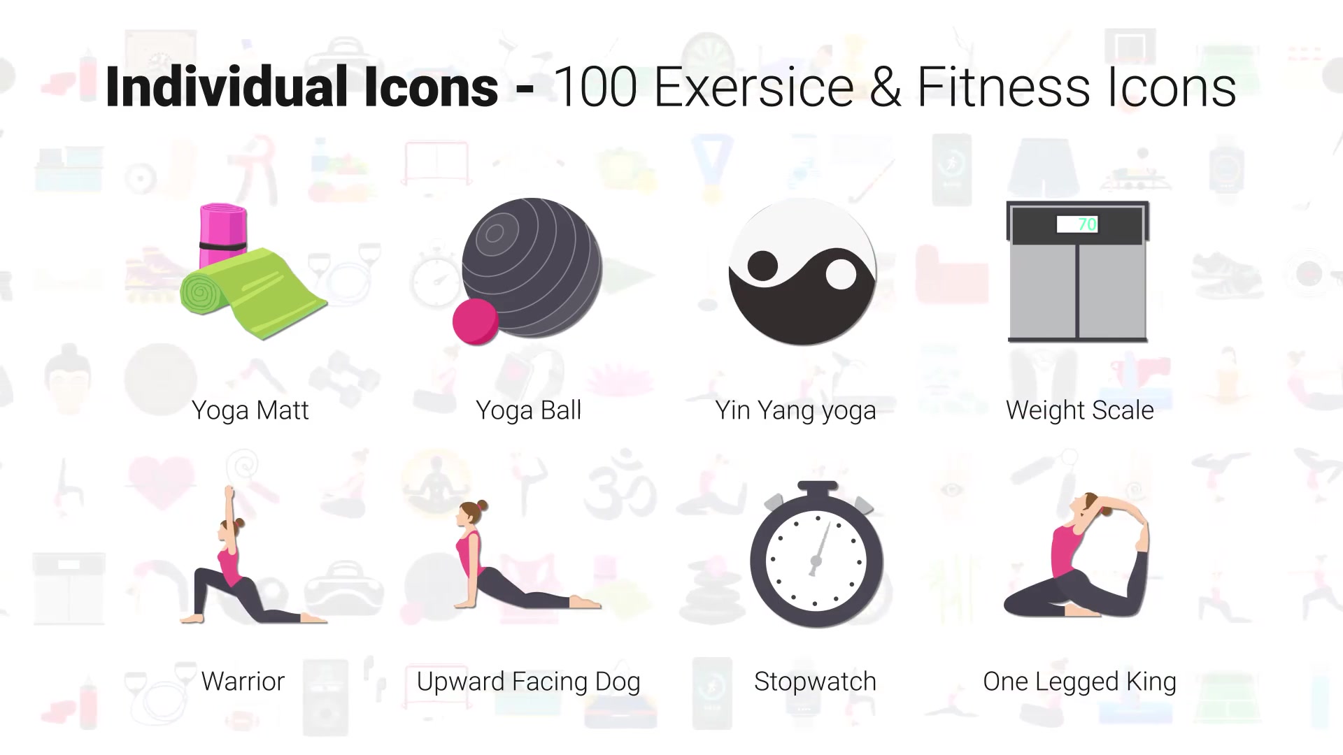 100 Exercise & Fitness Icons Videohive 32265740 After Effects Image 10