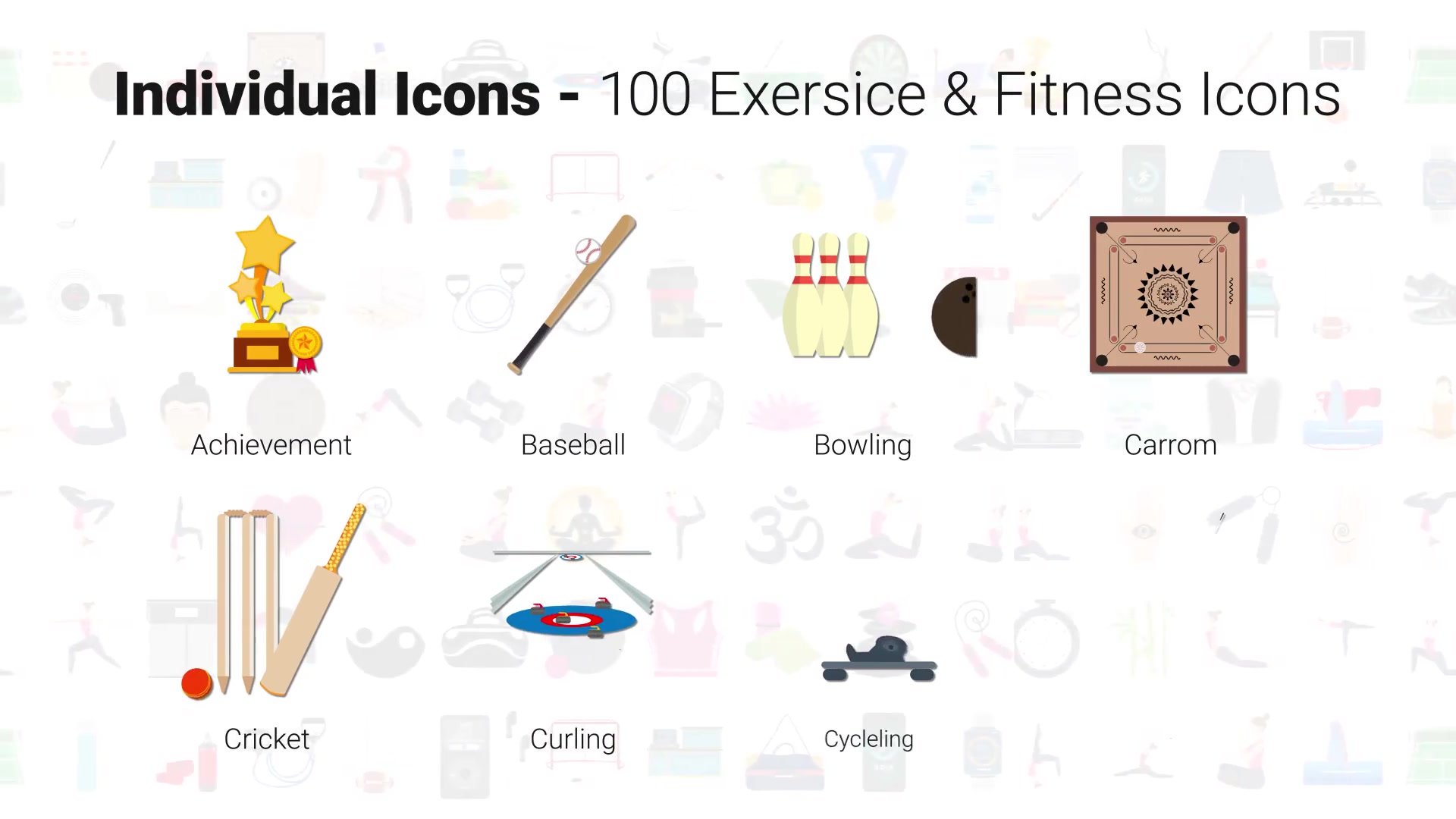 100 Exercise & Fitness Icons Videohive 32265740 After Effects Image 5