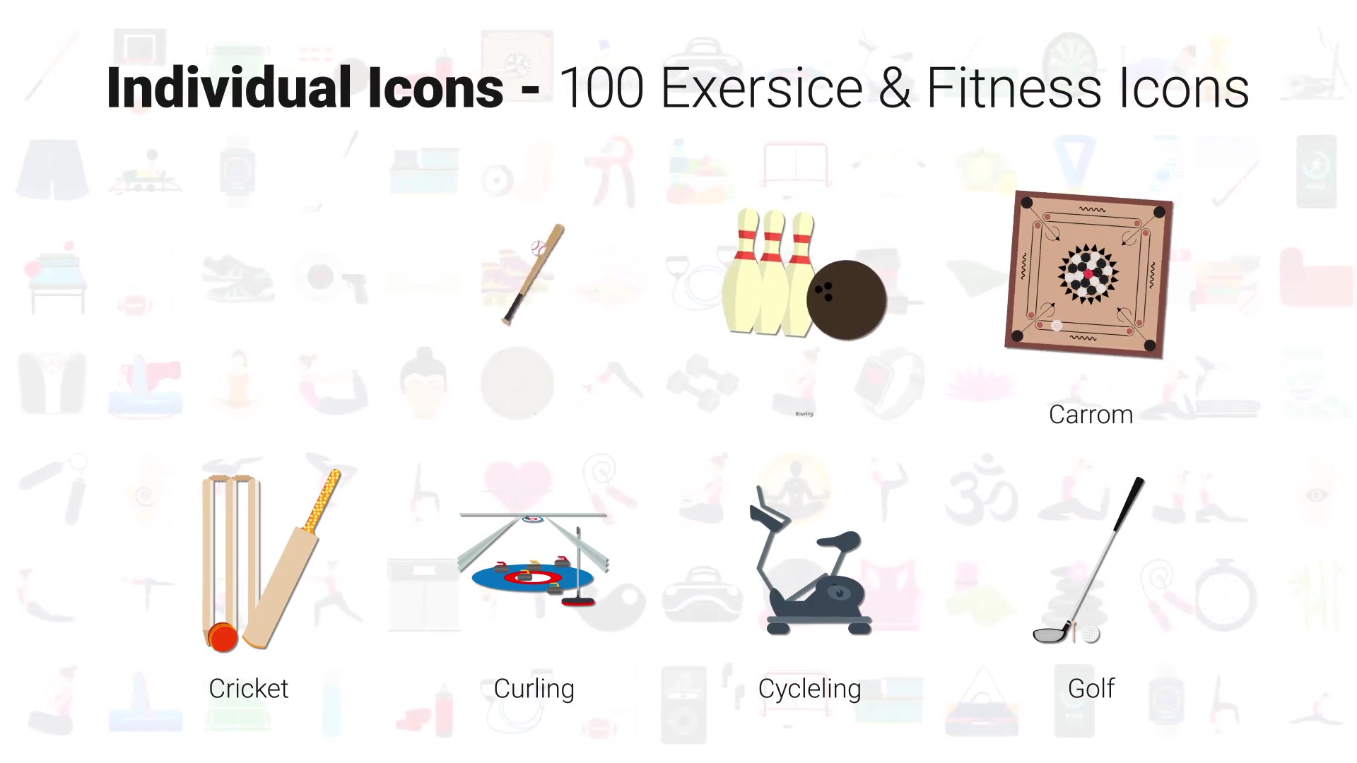 100 Exercise & Fitness Icons Videohive 32265740 After Effects Image 6