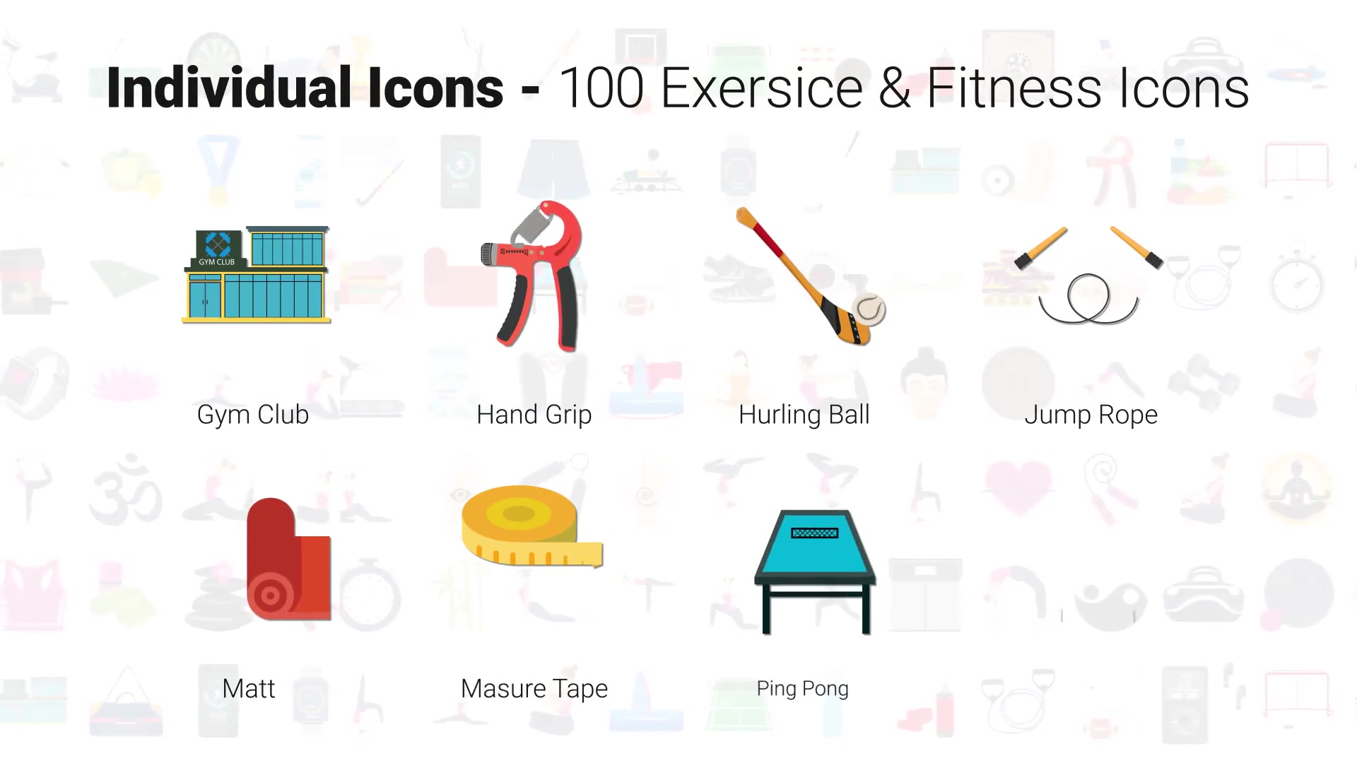 100 Exercise & Fitness Icons Videohive 32265740 After Effects Image 8