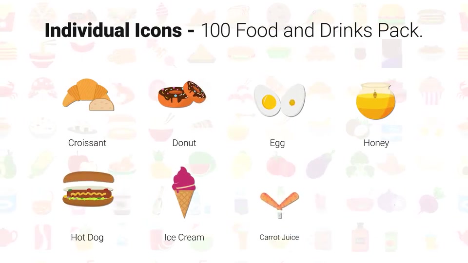 100 Food & Drinks Icons Videohive 28181411 After Effects Image 11