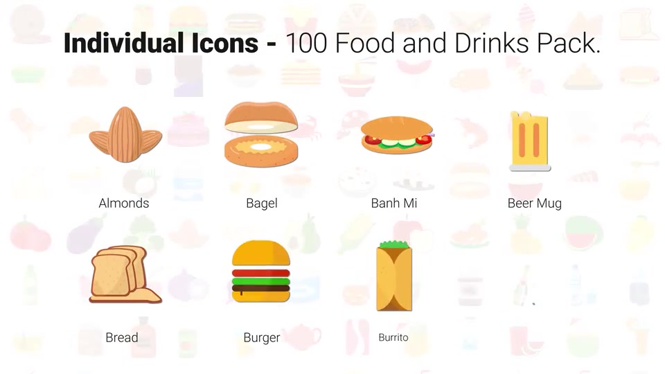 100 Food & Drinks Icons Videohive 28181411 After Effects Image 8