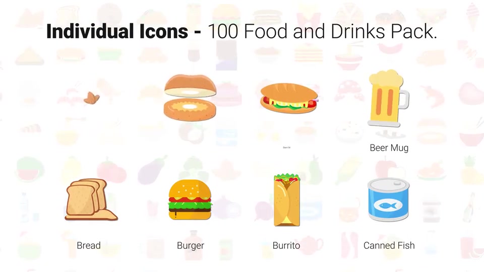 100 Food & Drinks Icons Videohive 28181411 After Effects Image 9