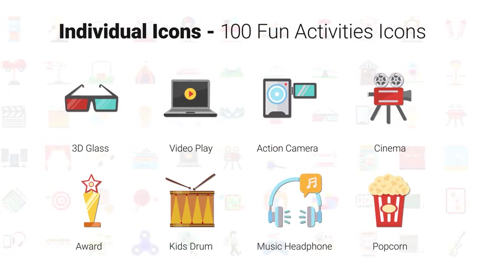 100 Fun Activities Icons Videohive 33159831 After Effects Image 10