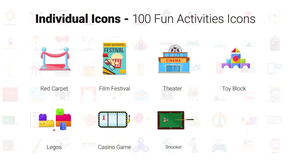 100 Fun Activities Icons Videohive 33159831 After Effects Image 11