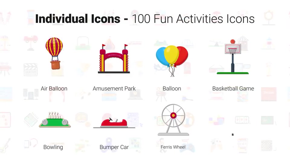 100 Fun Activities Icons Videohive 33159831 After Effects Image 5
