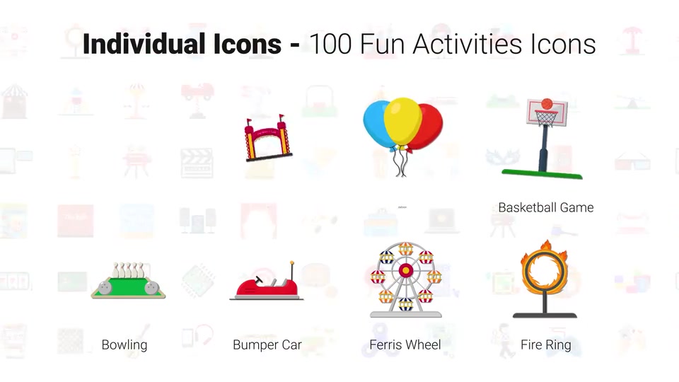 100 Fun Activities Icons Videohive 33159831 After Effects Image 6