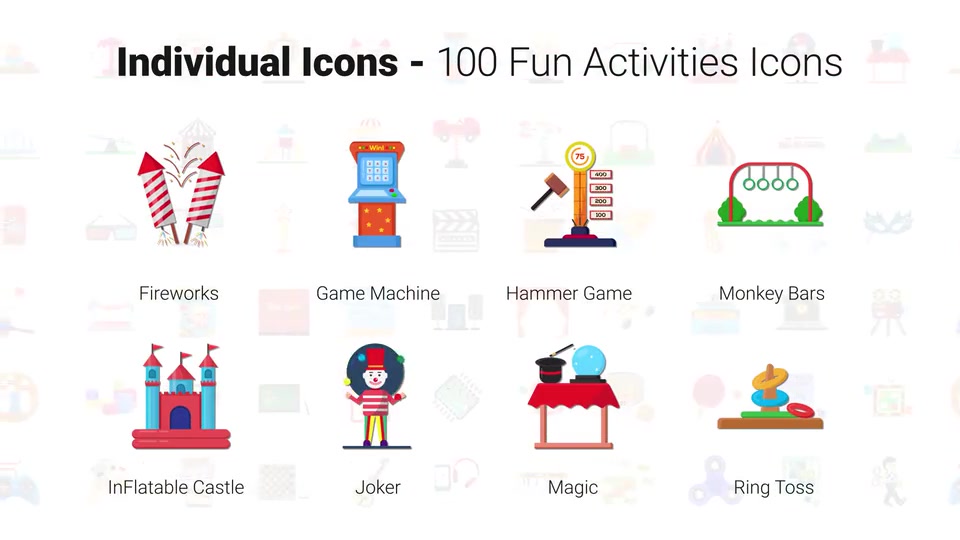 100 Fun Activities Icons Videohive 33159831 After Effects Image 7