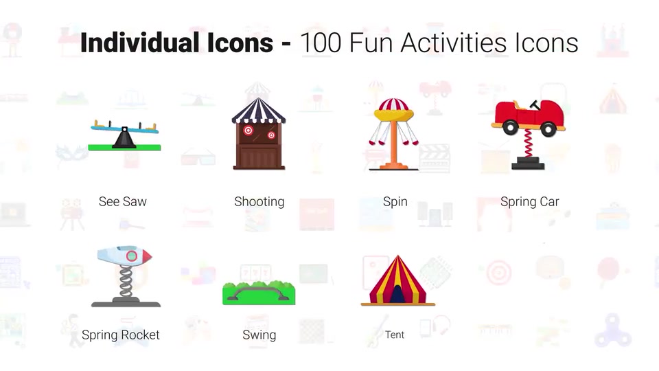 100 Fun Activities Icons Videohive 33159831 After Effects Image 8