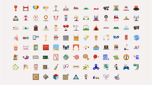 100 Fun Activities Icons - Download 33159831 Videohive
