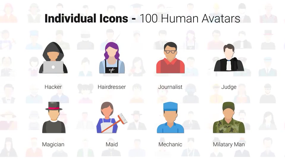 100 Human Avatars Icons Videohive 33169604 After Effects Image 10